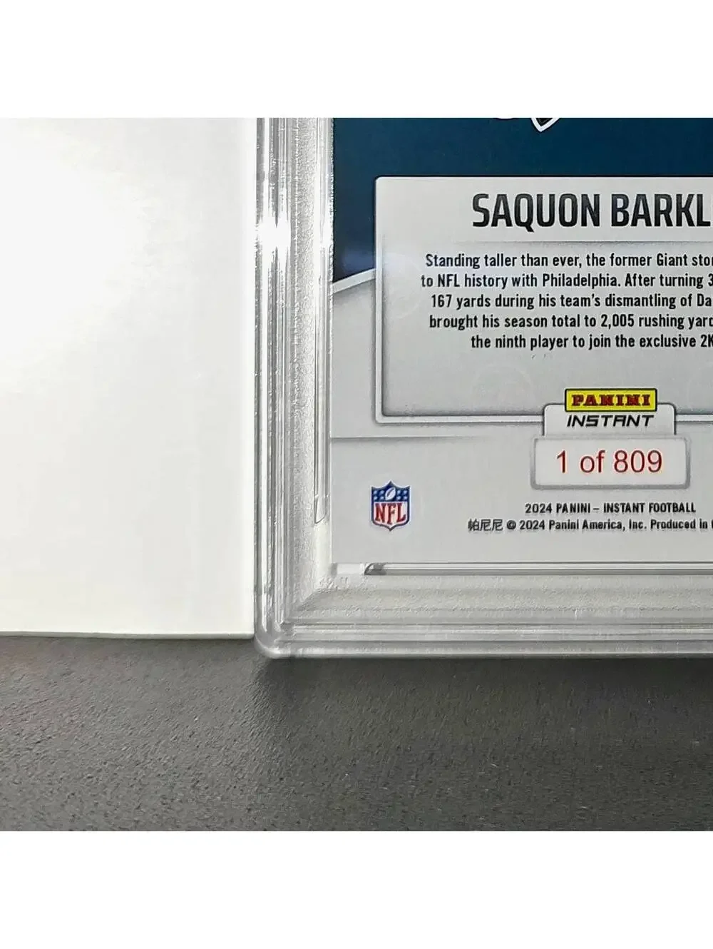 Saquon Barkley 2024 Panini Milestone NFL #236 Eagles 1 of 809 PSA 10 Gem Mint